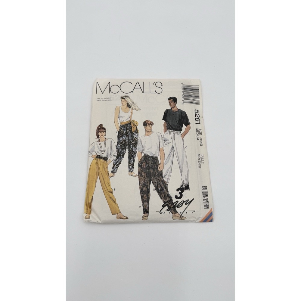 5261 VTG McCall's SEWING Pattern 1990s Miss/Men's/Teen Boys Pants Med Sew Slacks